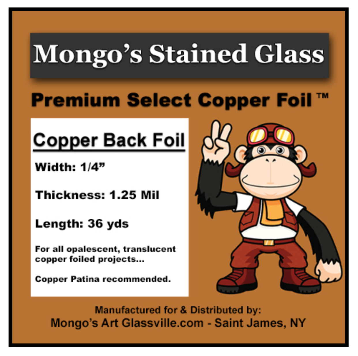 Foil- Copper Back Copper Foil 1/4”