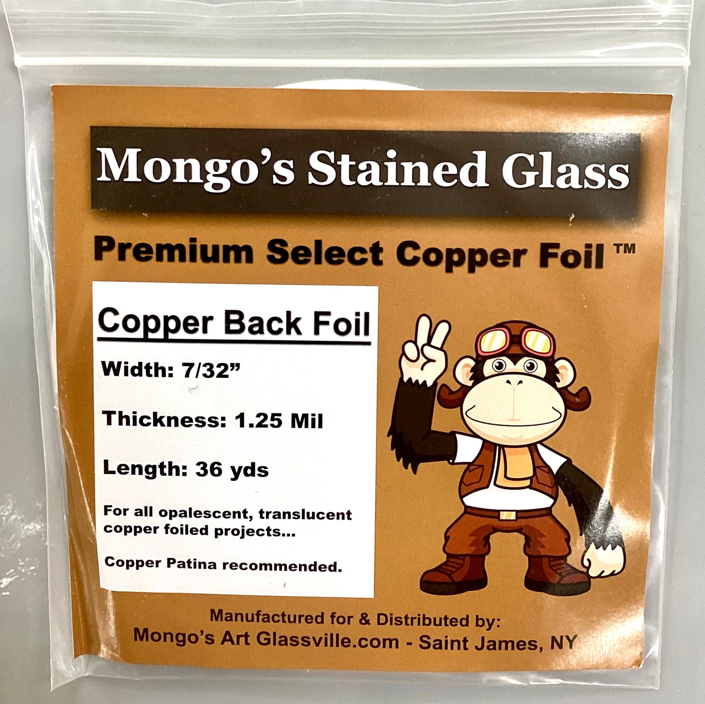 7/32 Copper Back Copper Foil 1.25m