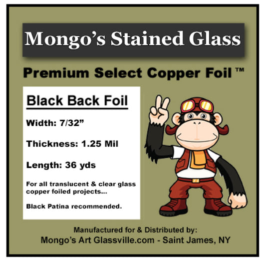 7/32” 1.25 Mil 36yds Black Back Copper Foil
